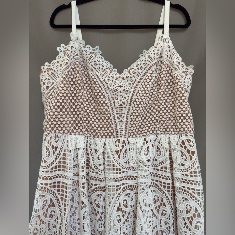 NWOT City Chic Lace Midi Dress 18 Plus Size, White, A Line, V Neck, Boho, Bridal - Picture 4 of 13